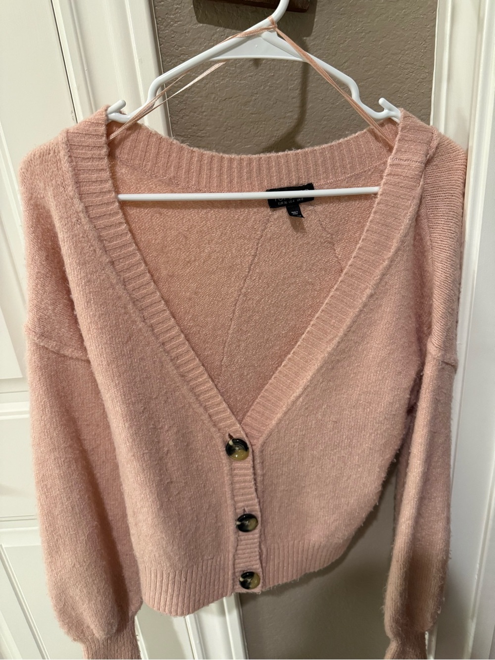 TopShop Soft Pink V-Neck Button Cardigan Sweater